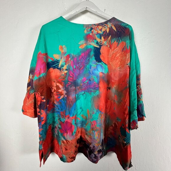 Soft Surroundings Womens Marciana Bright Abstract Sea Reef Colorful Top Size 1X - Picture 2 of 7